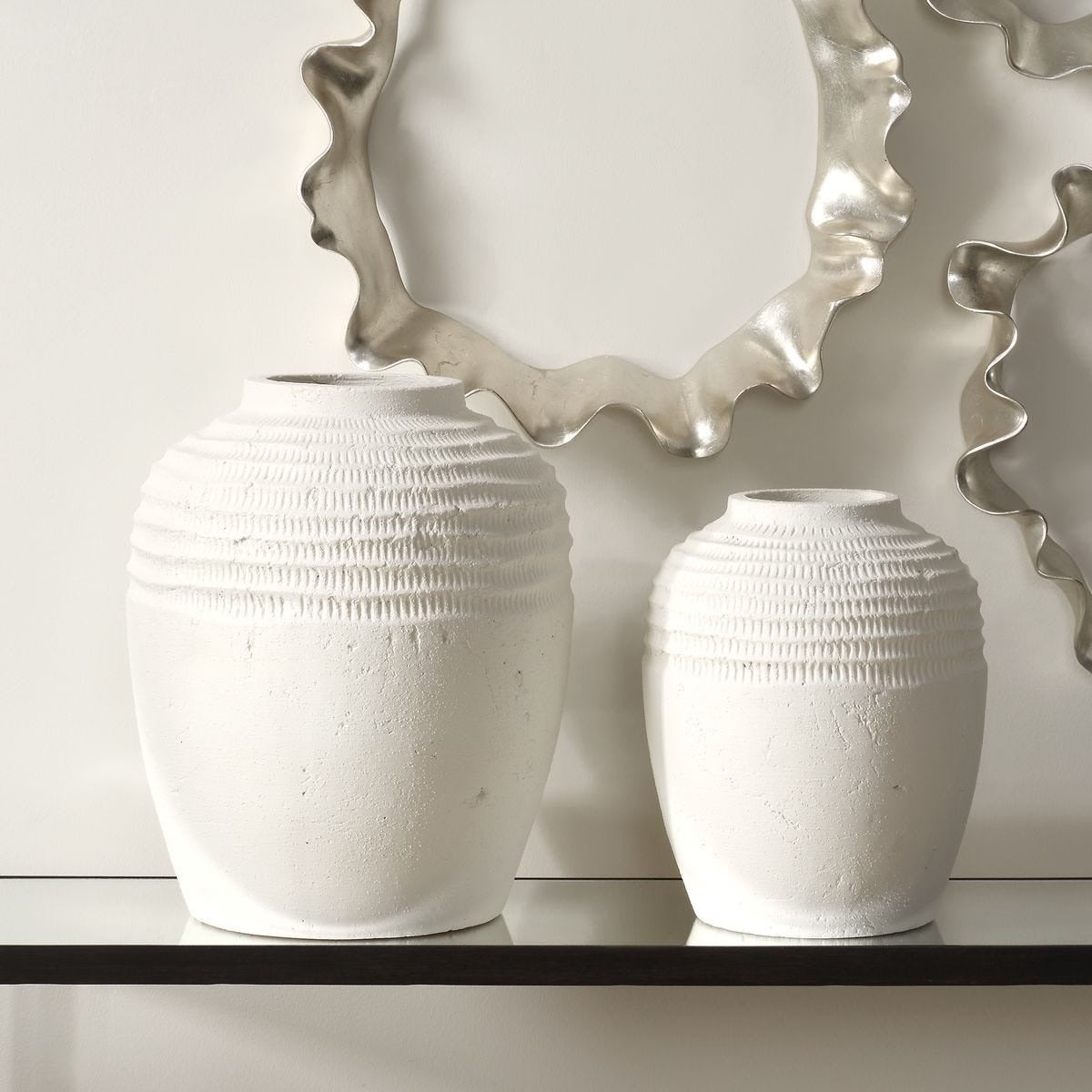 Luna Ridge White Ceramic Vases Set of 2