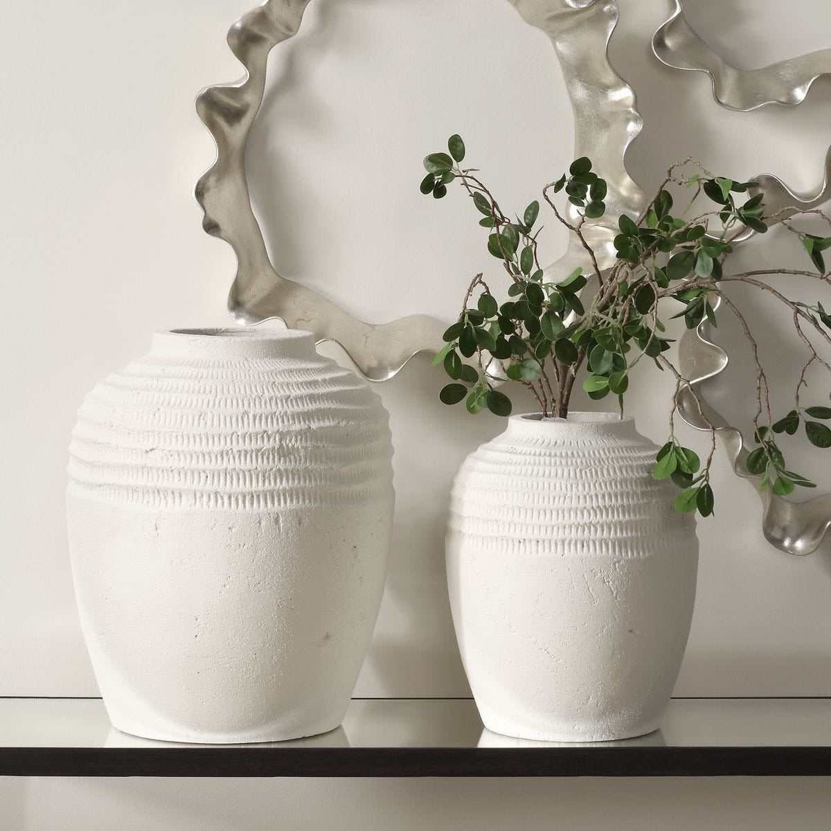 Luna Ridge White Ceramic Vases Set of 2