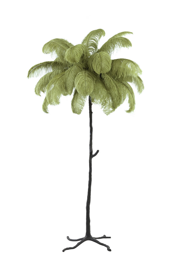Floor lamp E14 95x180 cm FEATHER black+olive green