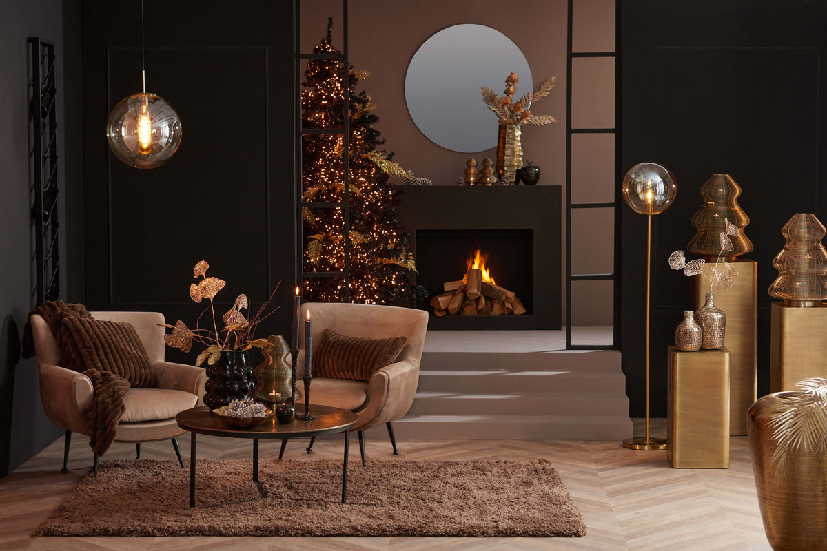 Floor lamp 30x160 cm MEDINA glass amber+gold