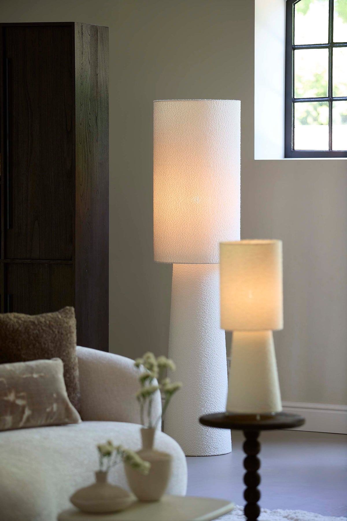 Floor lamp 40x165 cm MIKKEL bouclé cream