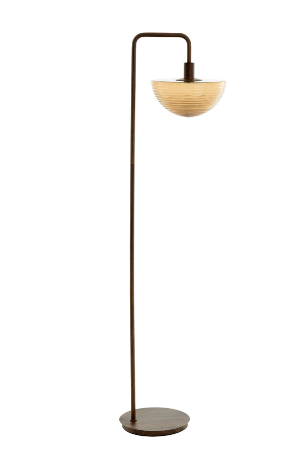 Floor lamp 43x30x165 cm BAYLIE wood print d brown+brown glas
