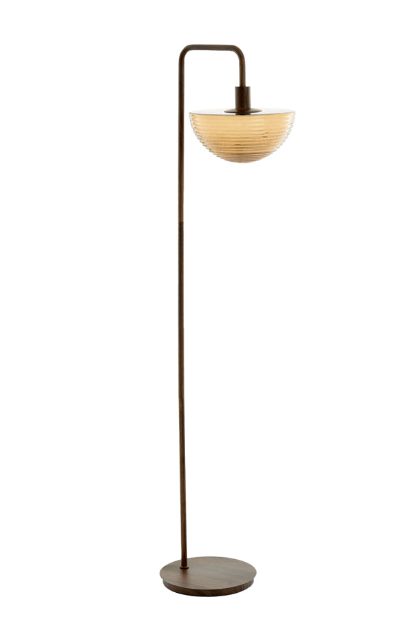 Floor lamp 43x30x165 cm BAYLIE wood print d brown+brown glas