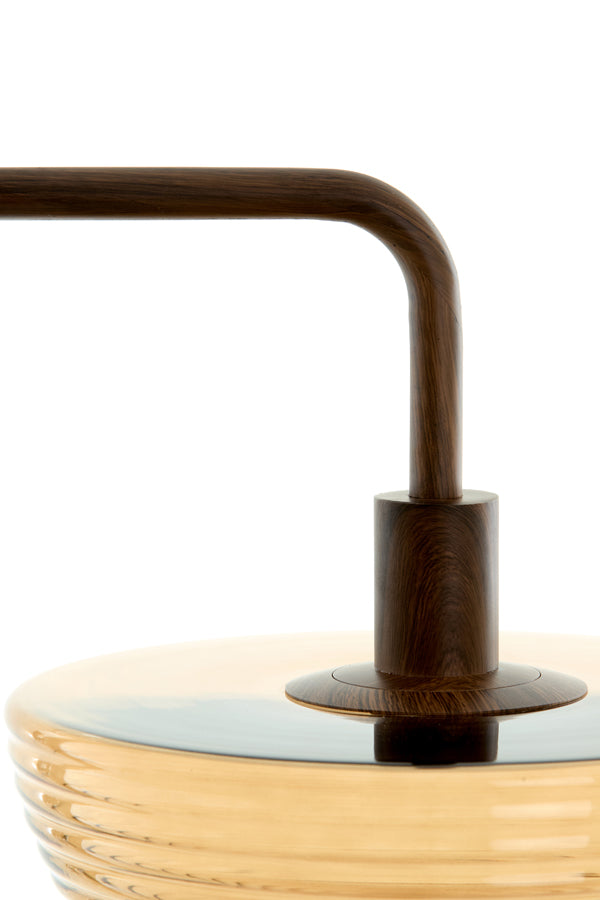 Floor lamp 43x30x165 cm BAYLIE wood print d brown+brown glas