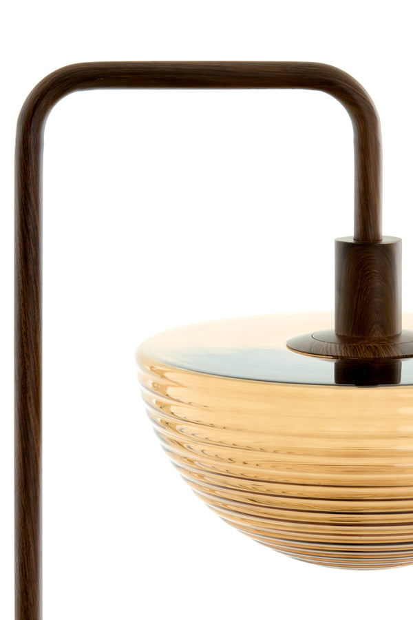 Floor lamp 43x30x165 cm BAYLIE wood print d brown+brown glas