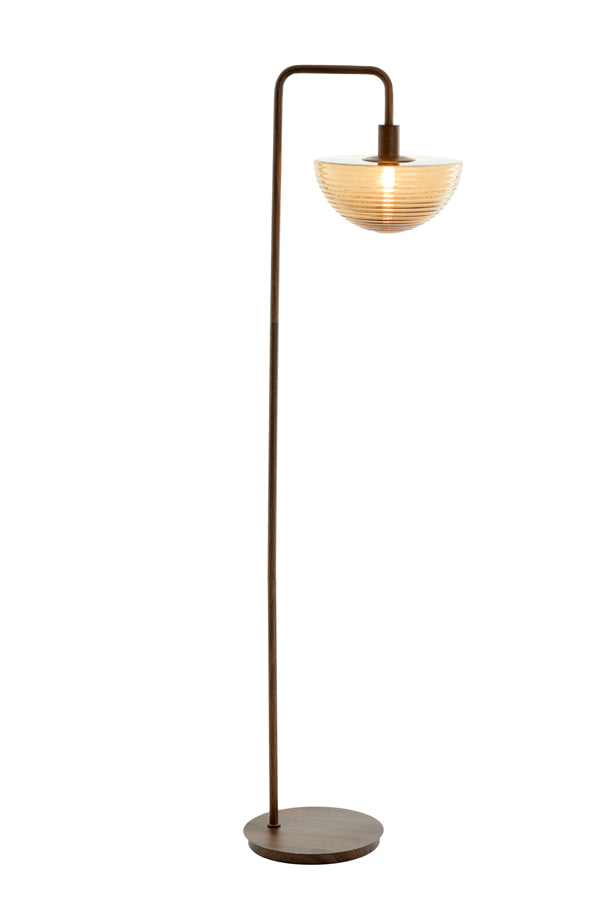 Floor lamp 43x30x165 cm BAYLIE wood print d brown+brown glas