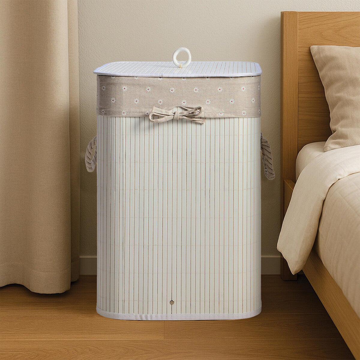 Kankyo White Bamboo Laundry Hamper