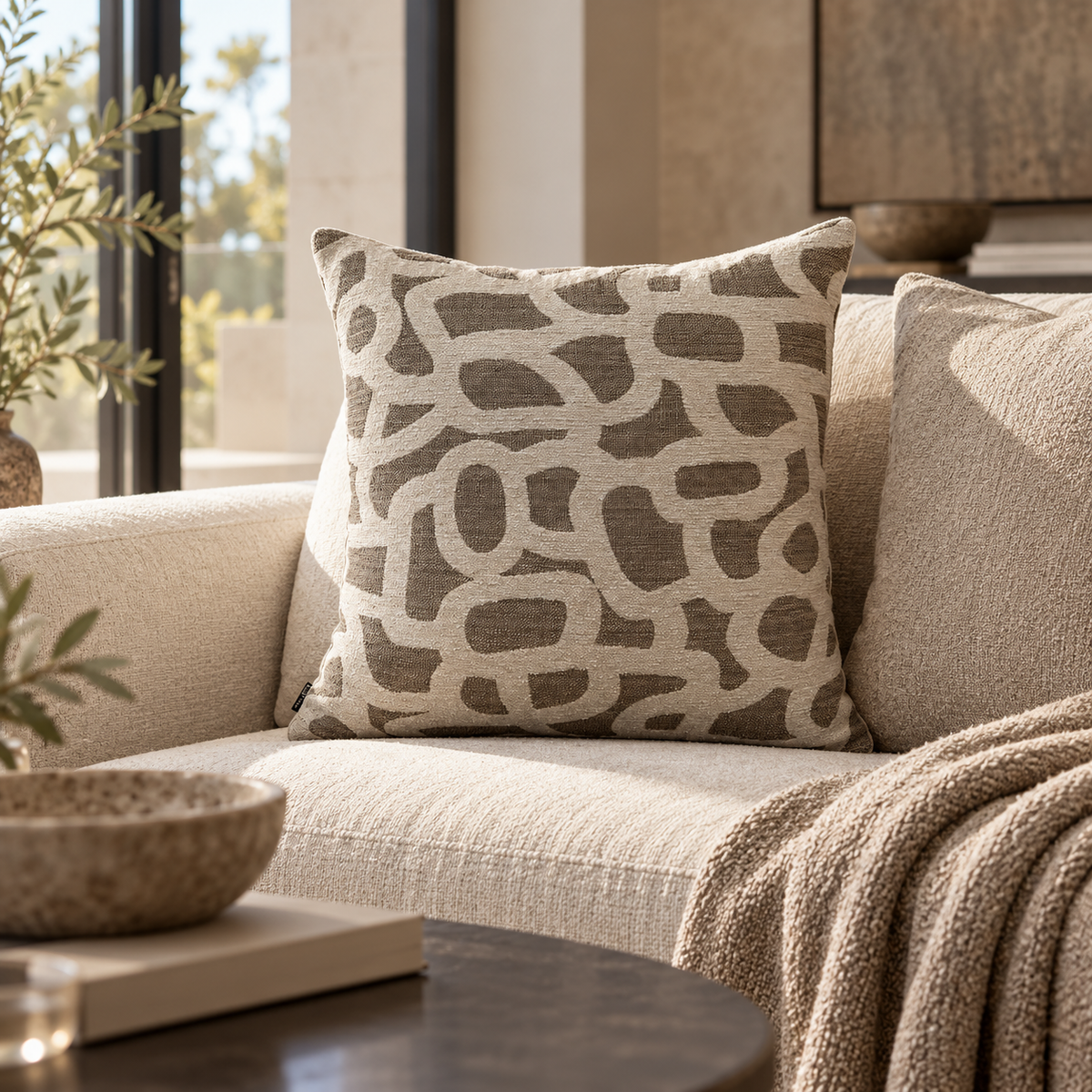 Malini Scribble Natural Cushion