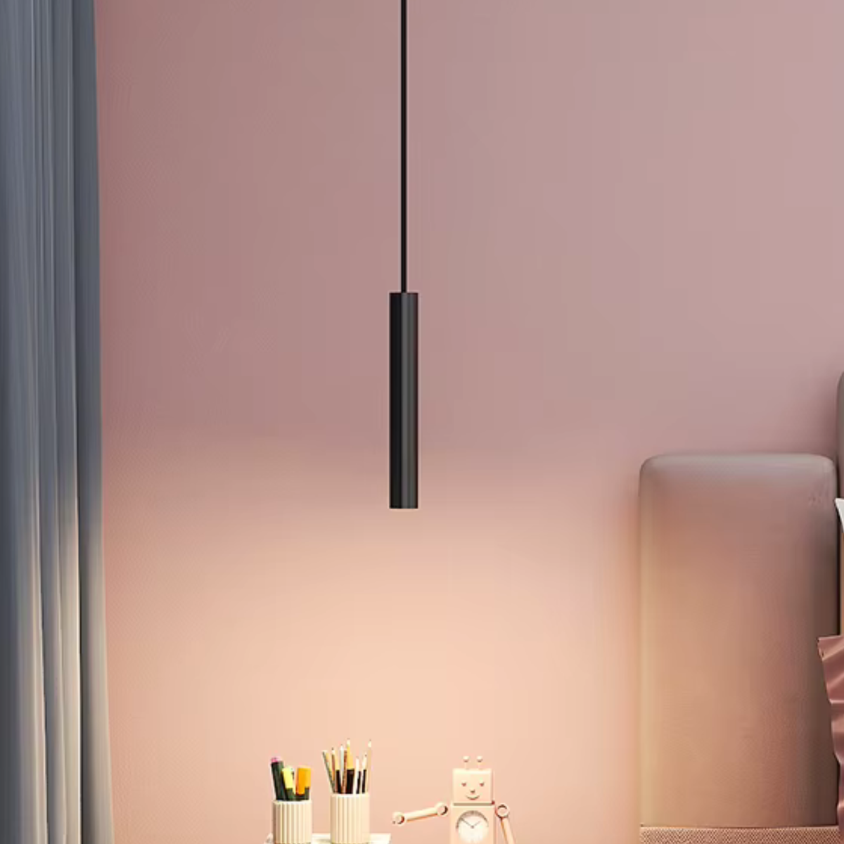 Trip Black Pendant Light - Adjustable Minimal Bedroom Lighting.