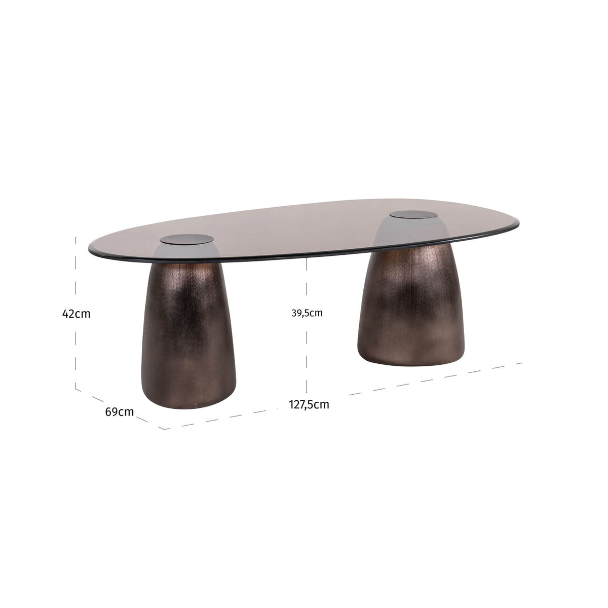 Coffee table Hayden bronze oval