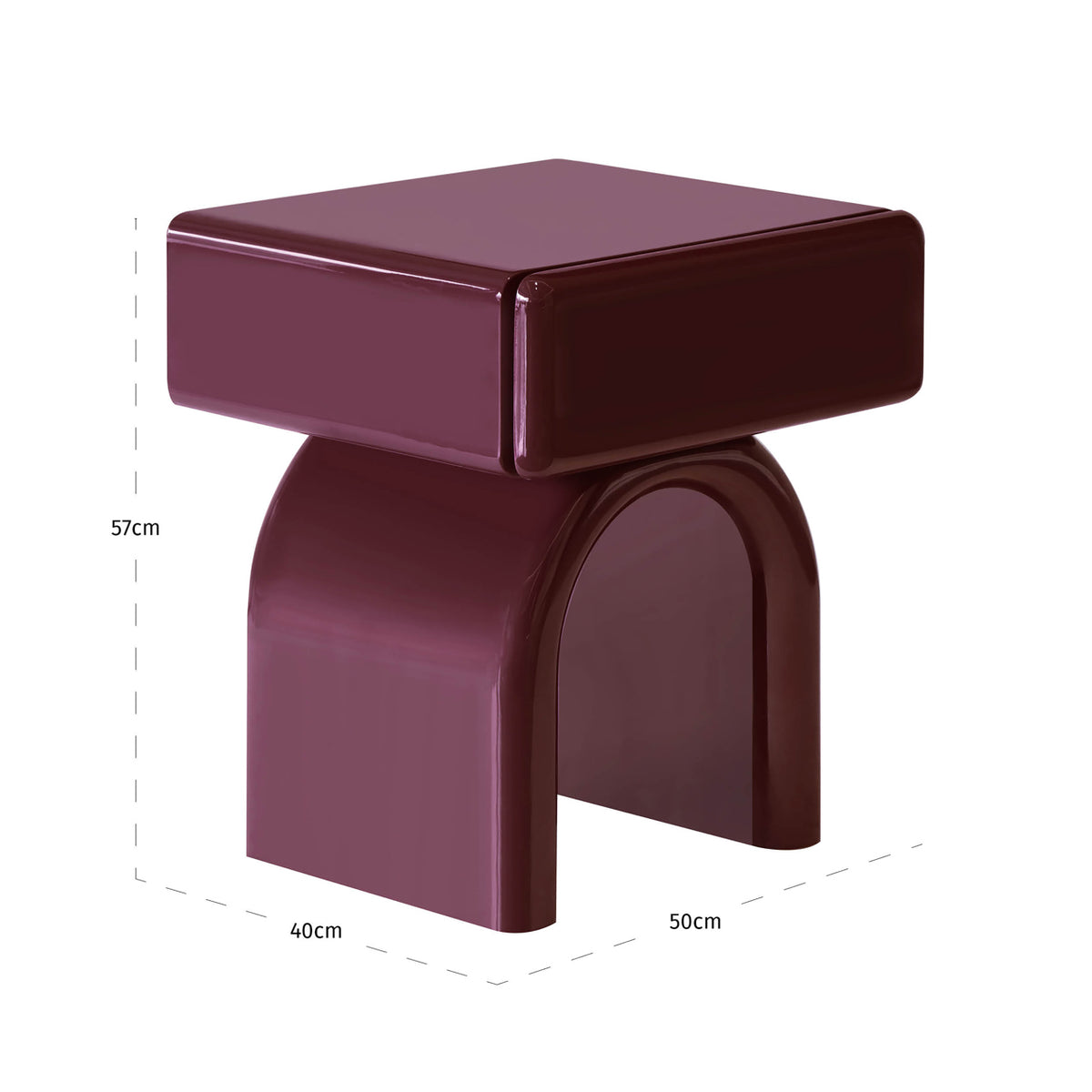 Nightstand Bennet burgundy 1-drawer