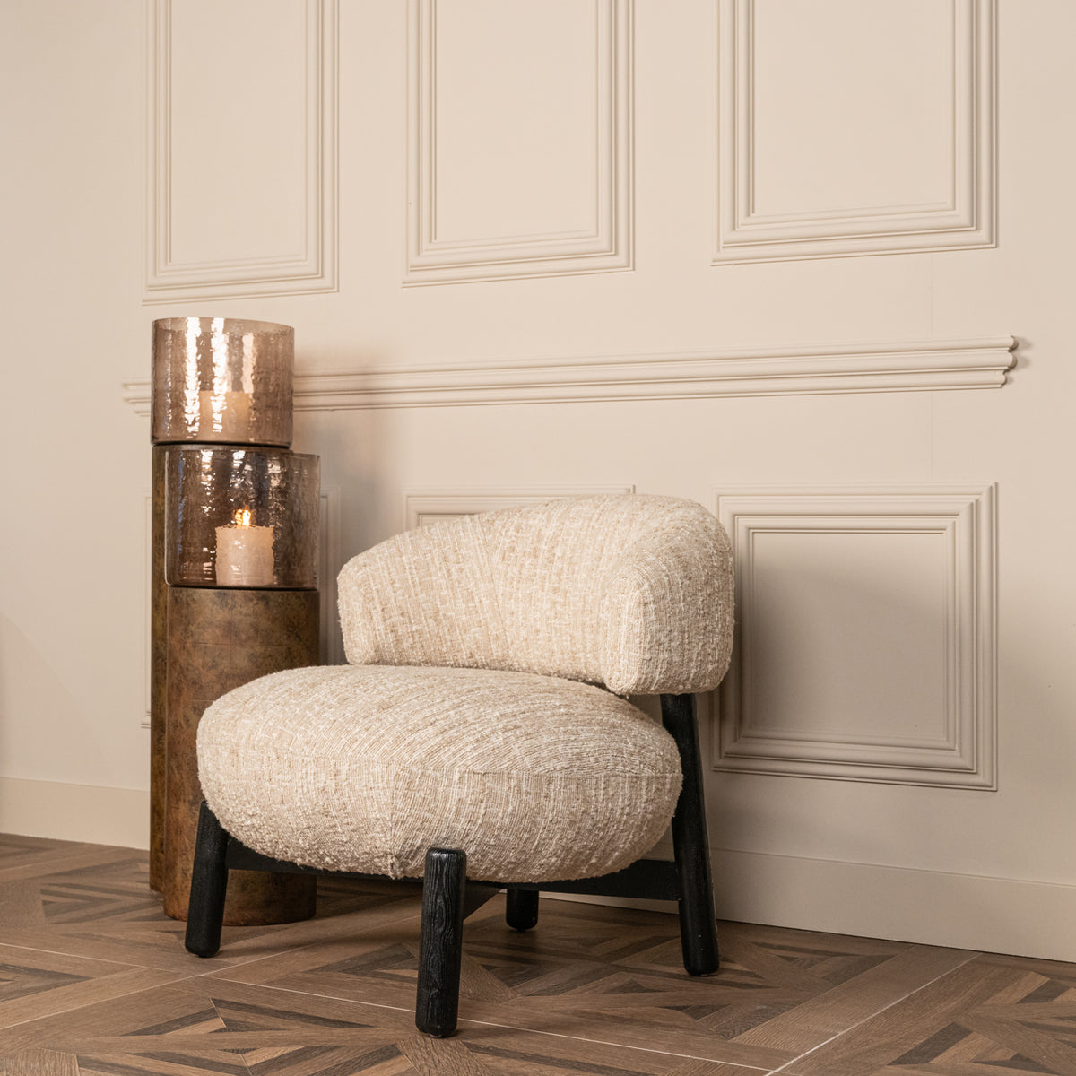 Lounge chair Ornella beige angora