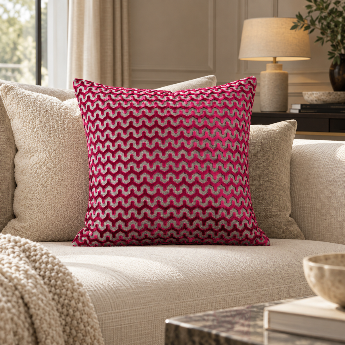 Malini Oslo Fuschia Cushion