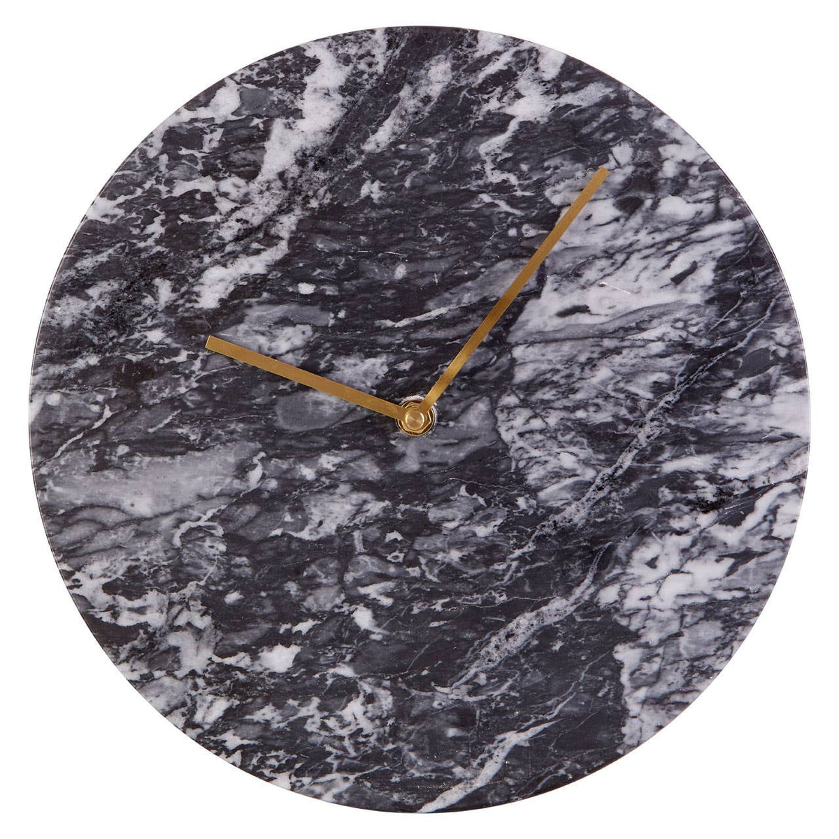 Lamonte 30cm Dia Black Marble Wall Clock