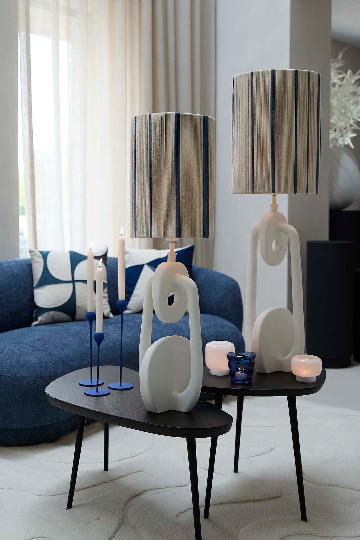 Shade cylinder 30-30-40 cm MEDAN cream+blue