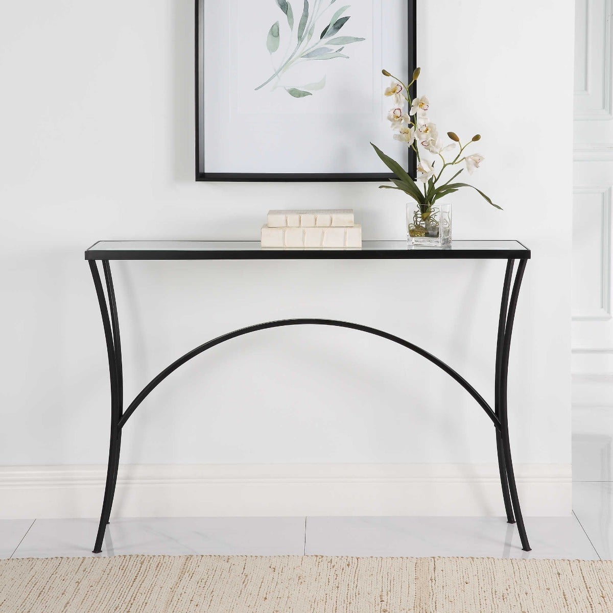 Alayna Console Table in Black Metal