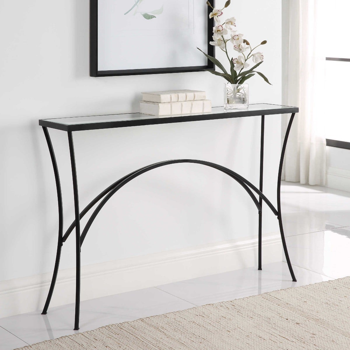 Alayna Console Table in Black Metal