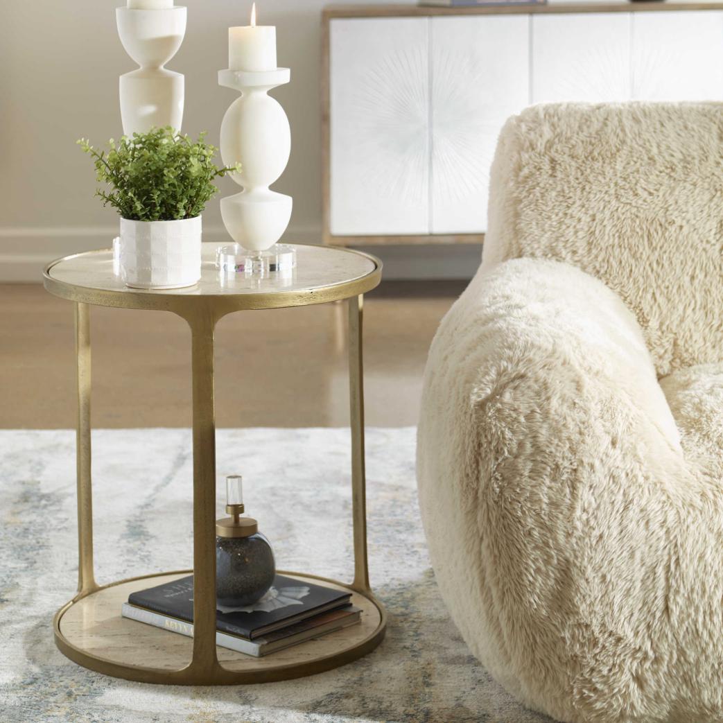 Clench Side Table in Brass