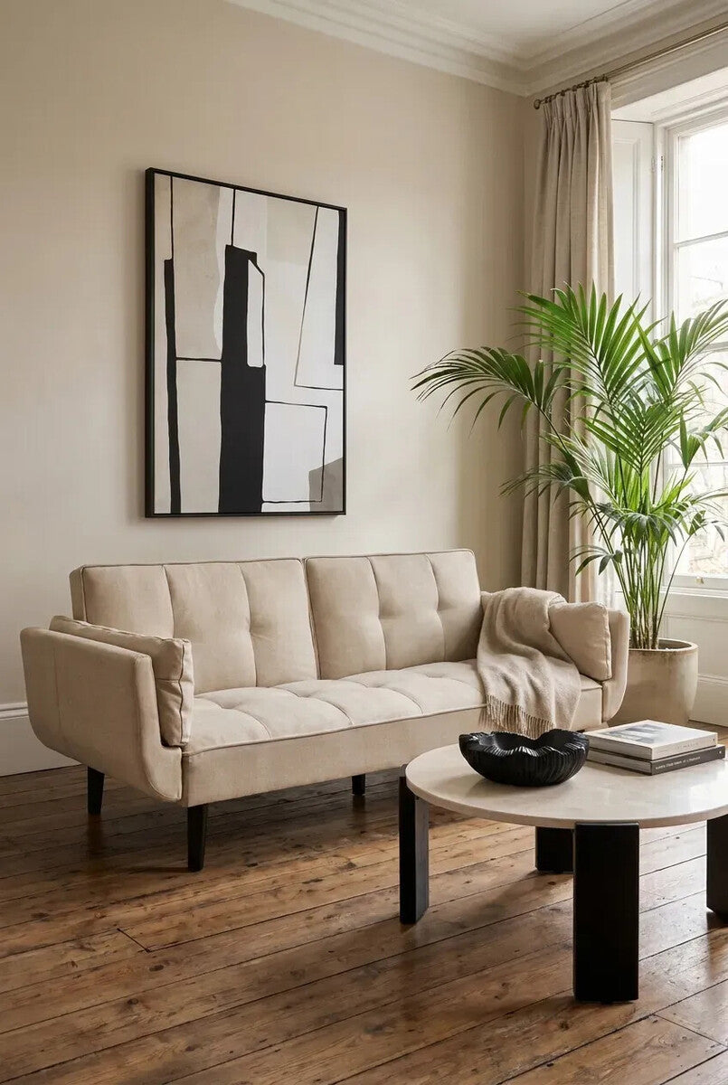 Valerie 3 Seat Beige Sofa Bed