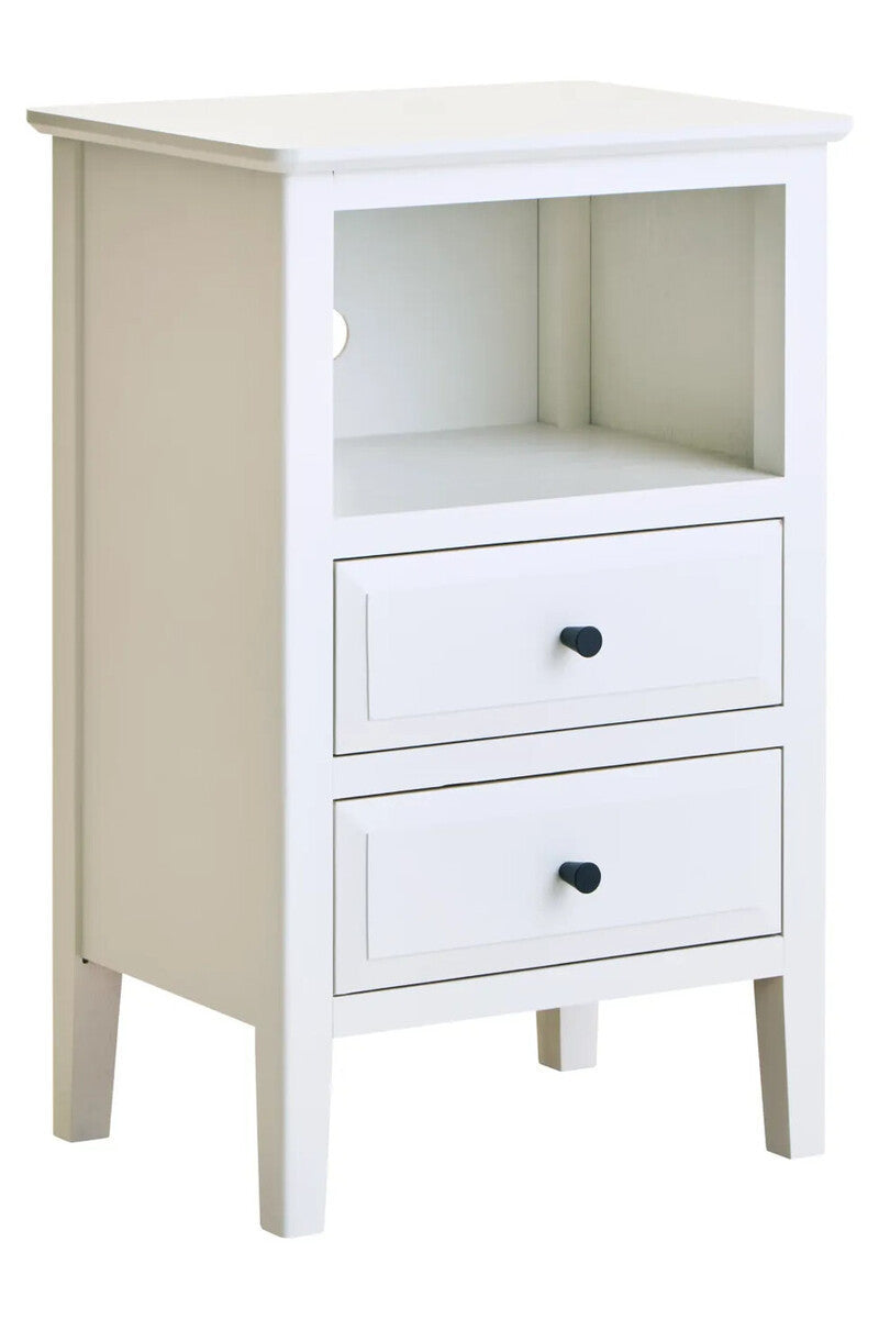 Heritage Two Drawer White Finish Wooden Side Table