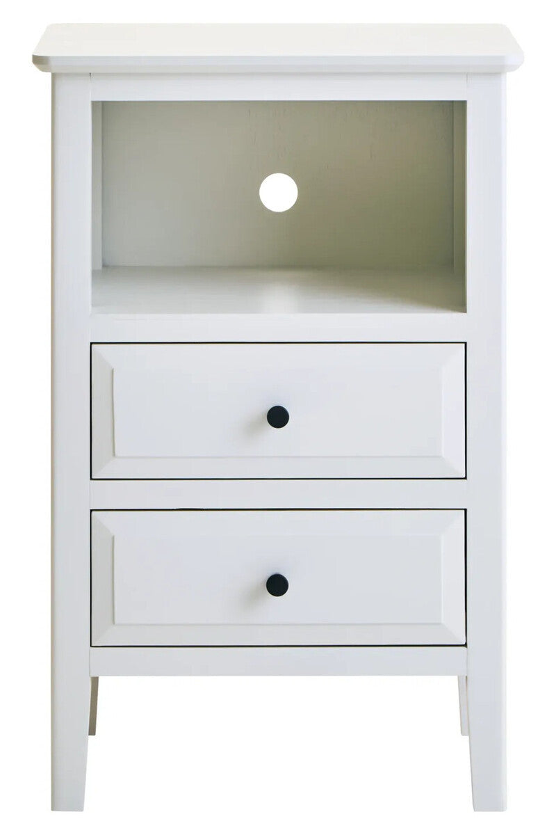Heritage Two Drawer White Finish Wooden Side Table