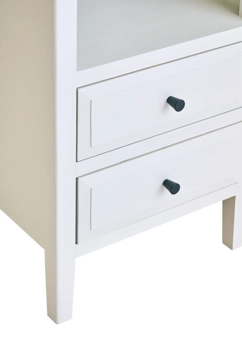 Heritage Two Drawer White Finish Wooden Side Table