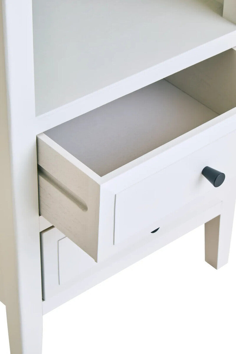 Heritage Two Drawer White Finish Wooden Side Table