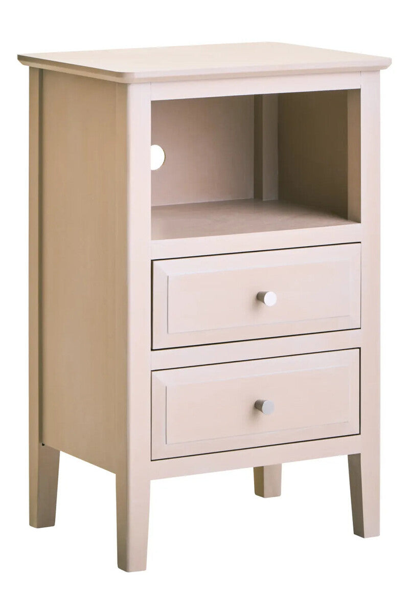 Heritage Two Drawer Taupe Wooden Side Table