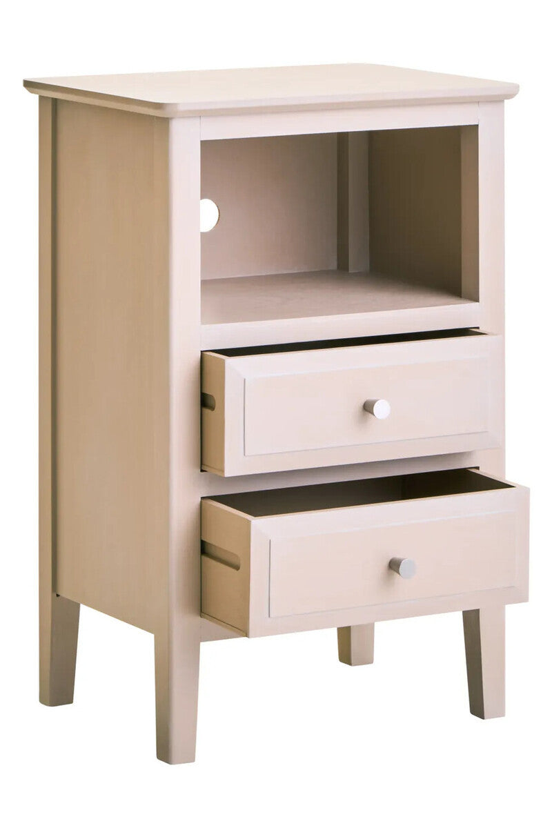 Heritage Two Drawer Taupe Wooden Side Table