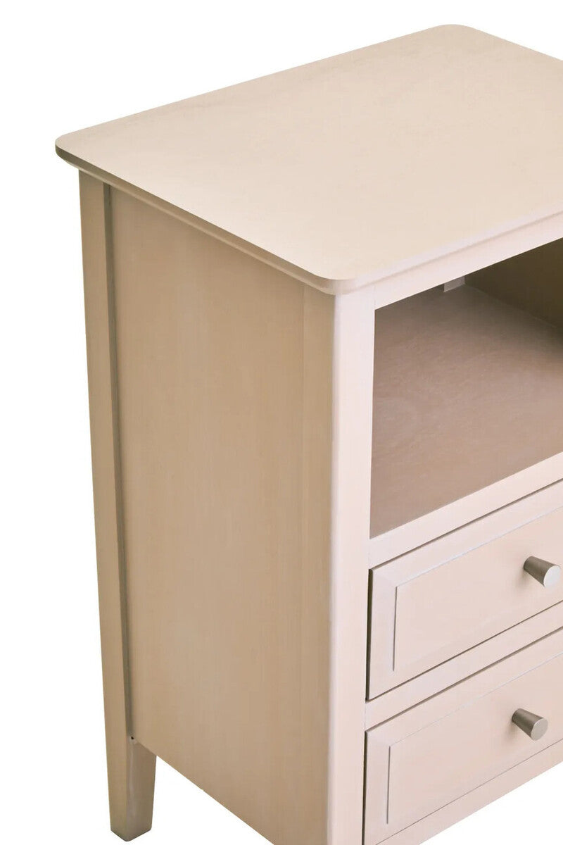 Heritage Two Drawer Taupe Wooden Side Table
