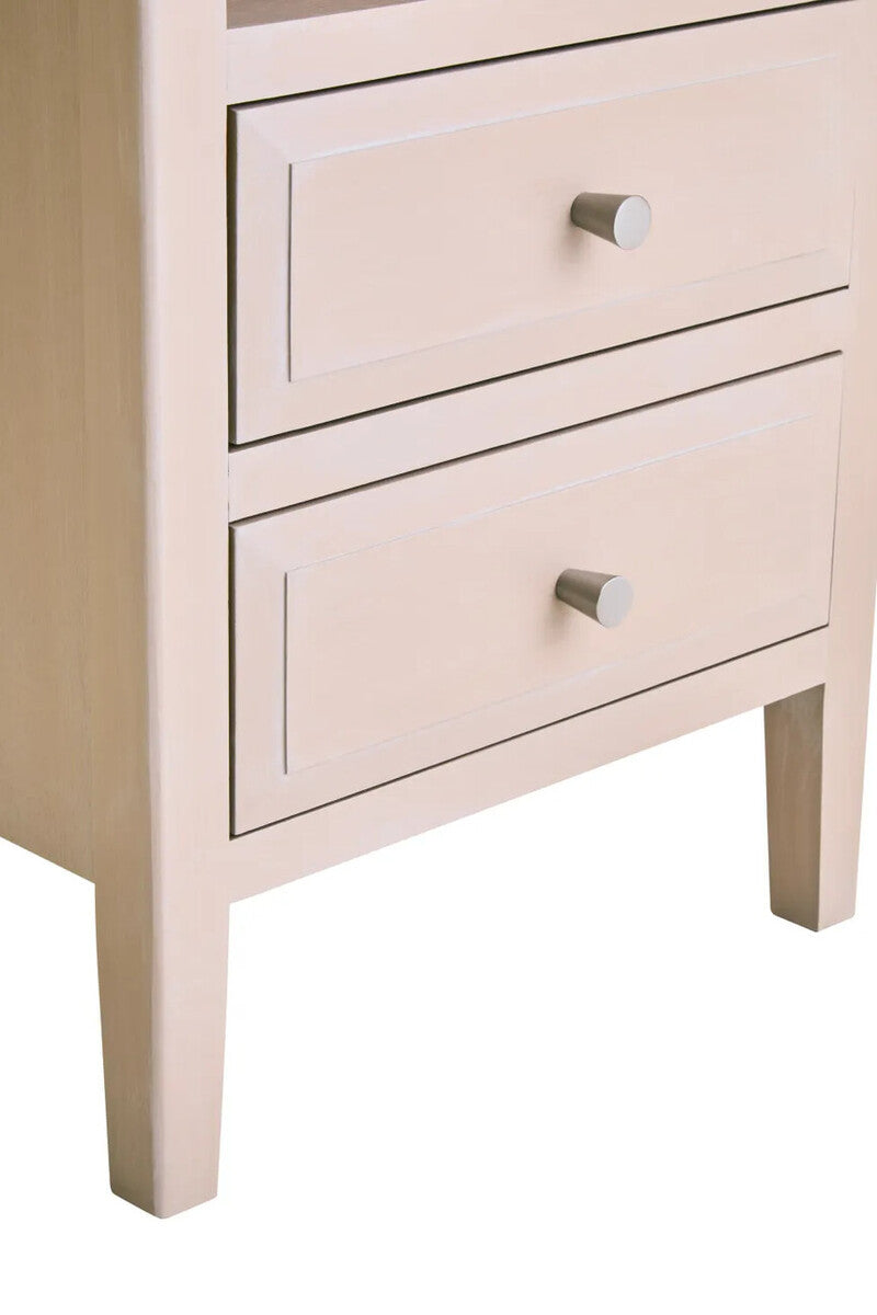 Heritage Two Drawer Taupe Wooden Side Table