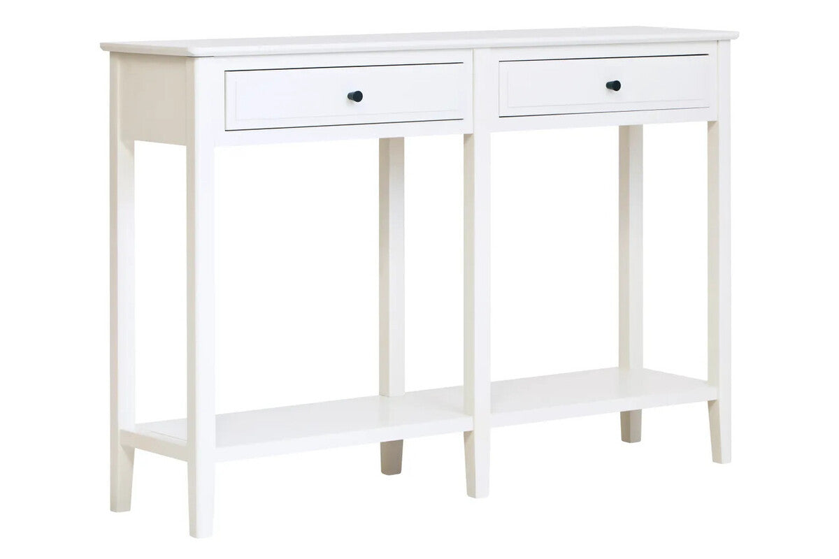 Heritage Two Drawer White Wooden Console Table