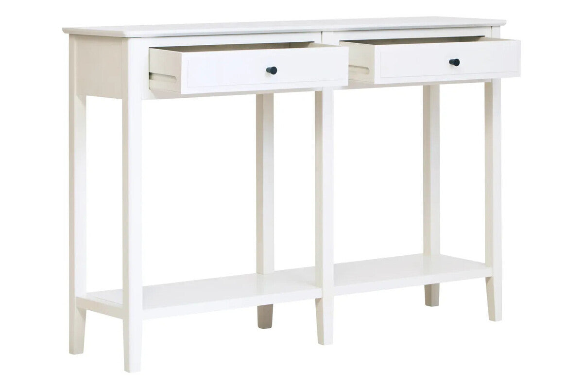 Heritage Two Drawer White Wooden Console Table
