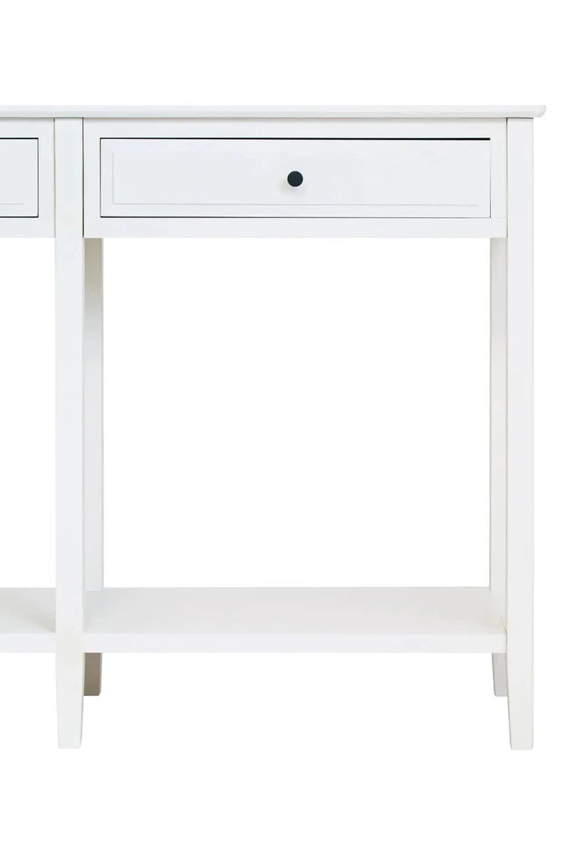 Heritage Two Drawer White Wooden Console Table