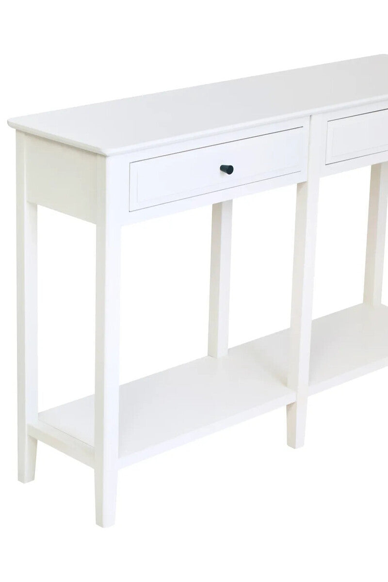 Heritage Two Drawer White Wooden Console Table