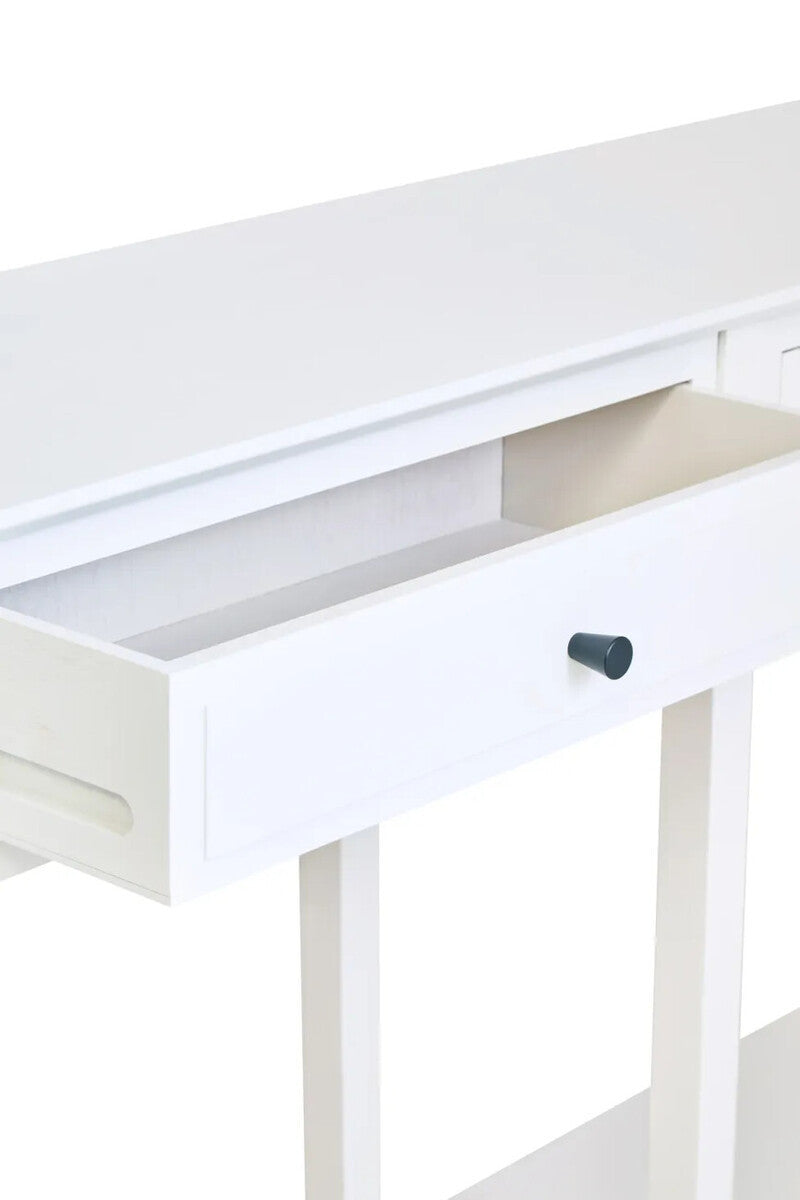 Heritage Two Drawer White Wooden Console Table