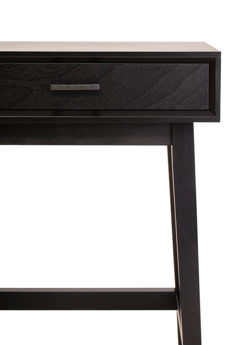 Heritage One Drawer Black Finish Wooden Side Table