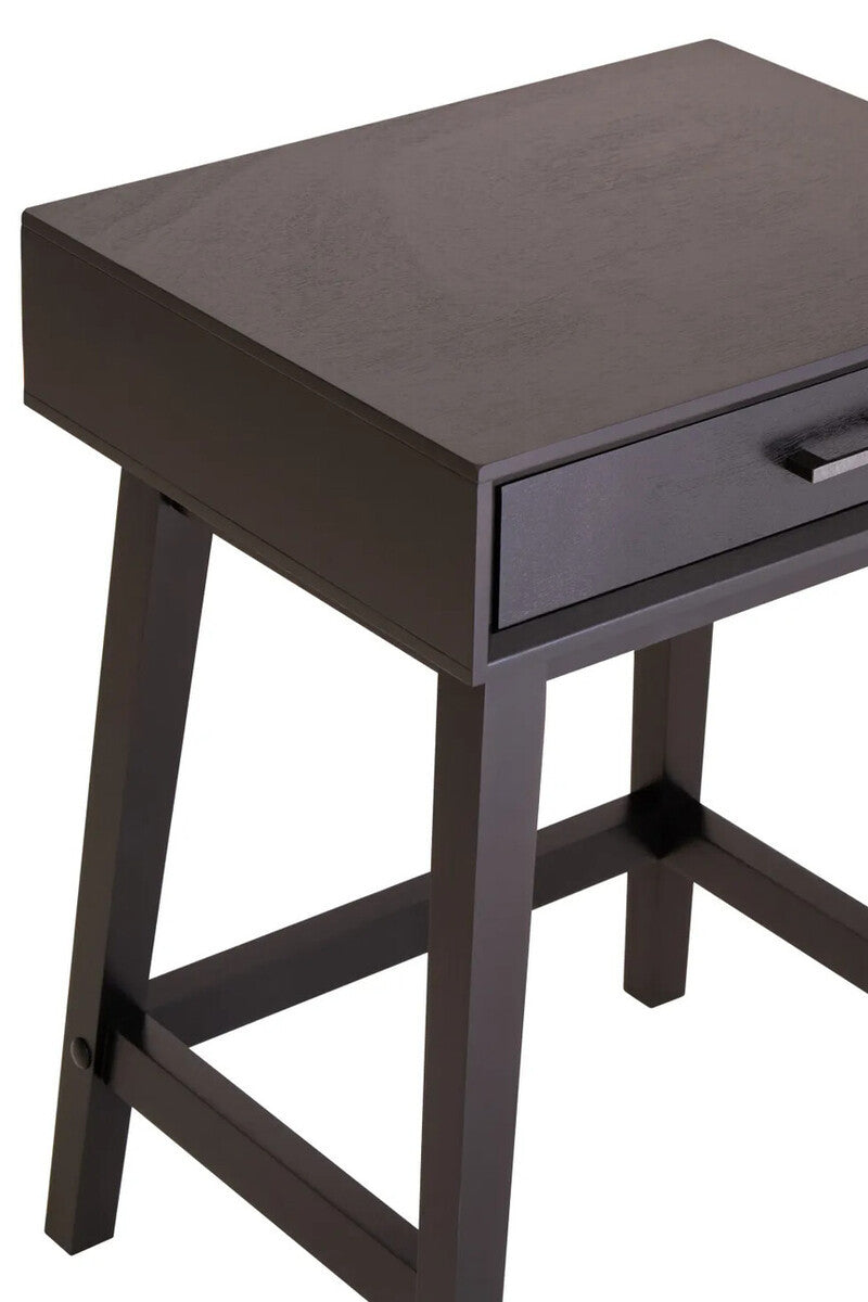 Heritage One Drawer Black Finish Wooden Side Table