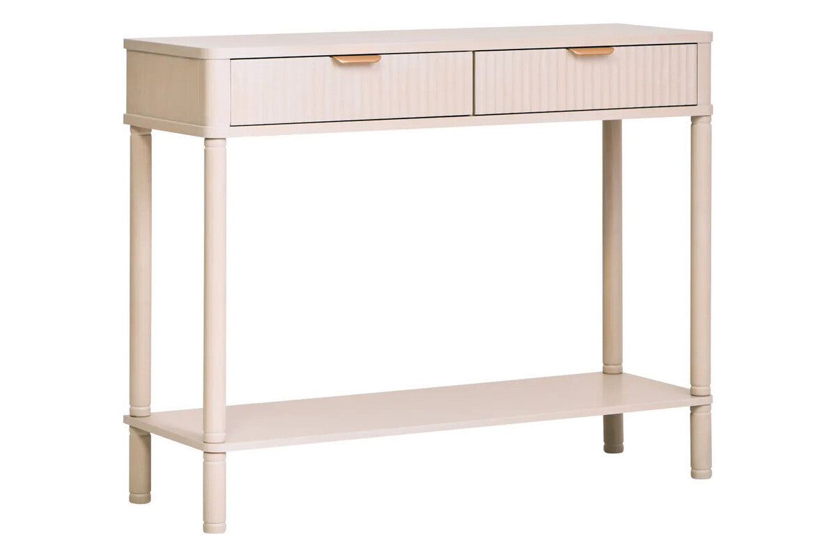 Heritage Two Drawer Reed Detail Taupe Wooden Console Table