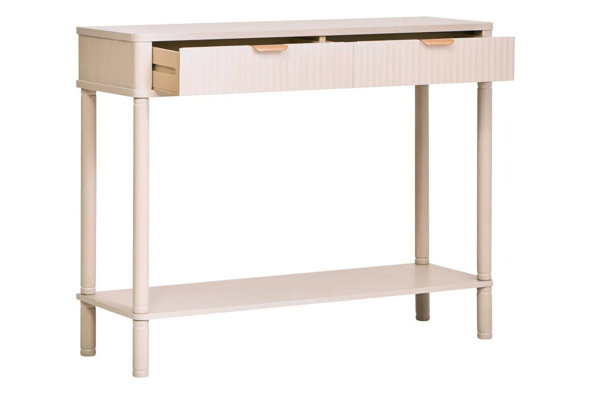 Heritage Two Drawer Reed Detail Taupe Wooden Console Table