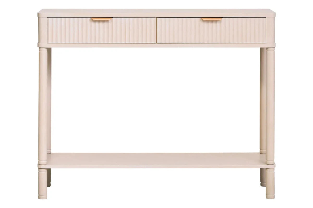 Heritage Two Drawer Reed Detail Taupe Wooden Console Table