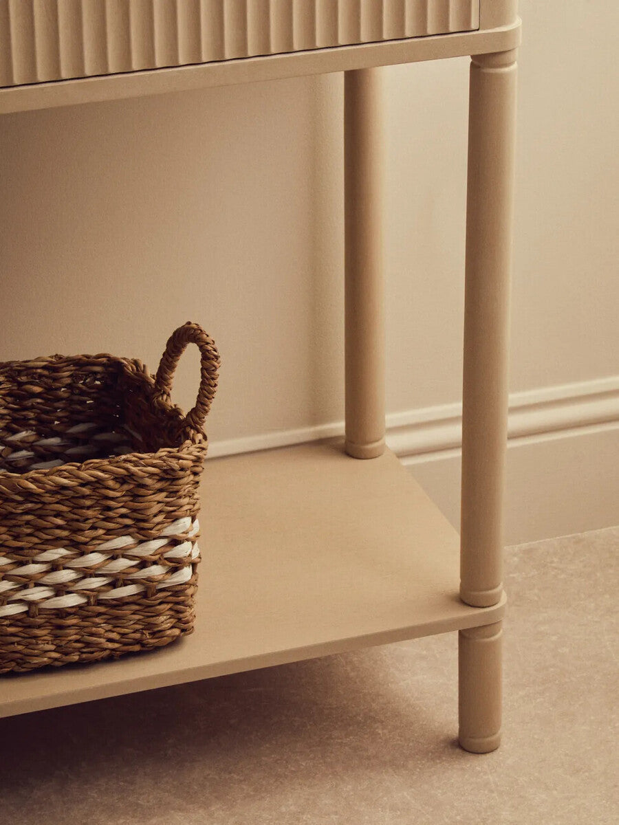 Heritage Two Drawer Reed Detail Taupe Wooden Console Table