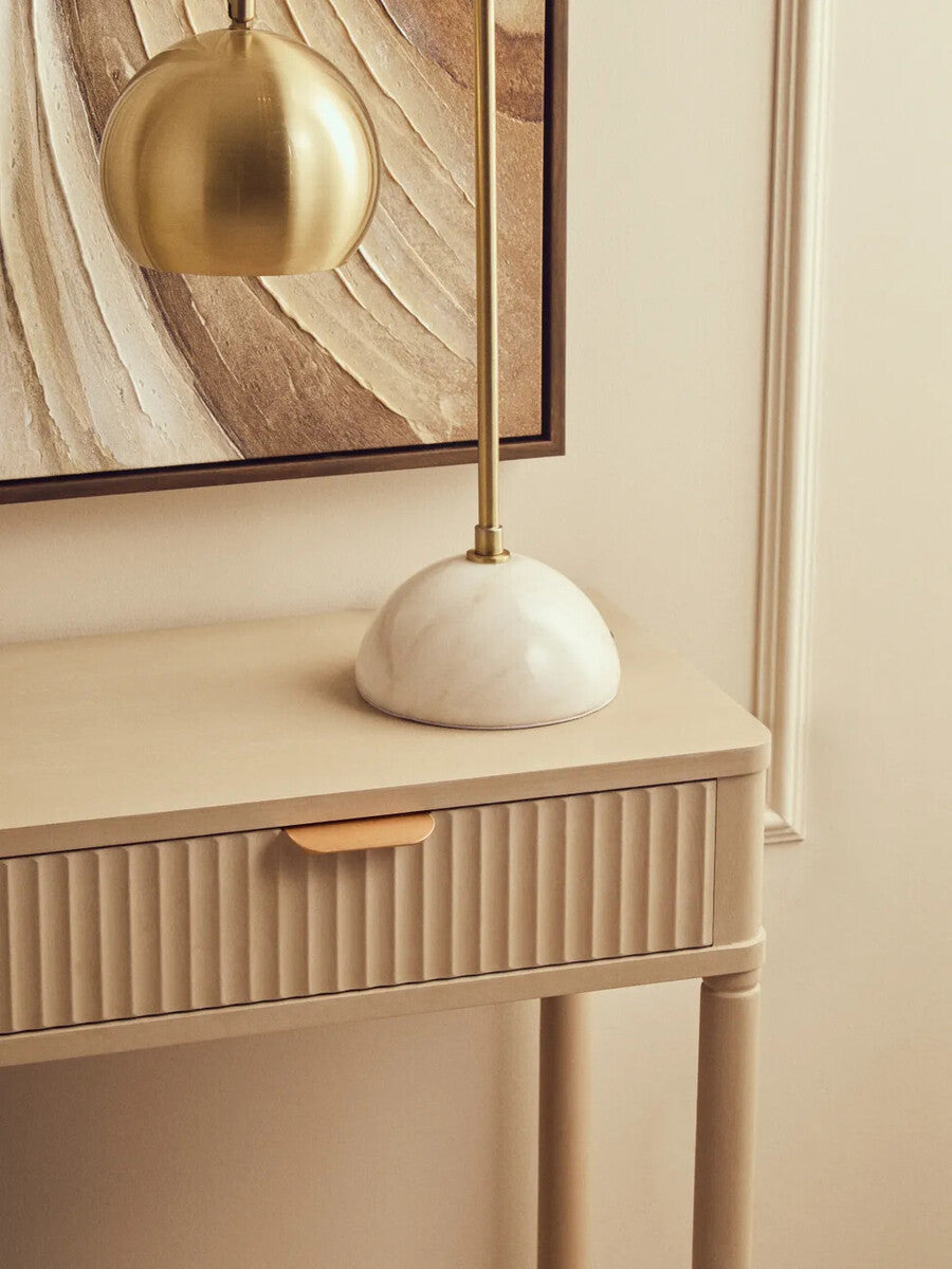 Heritage Two Drawer Reed Detail Taupe Wooden Console Table
