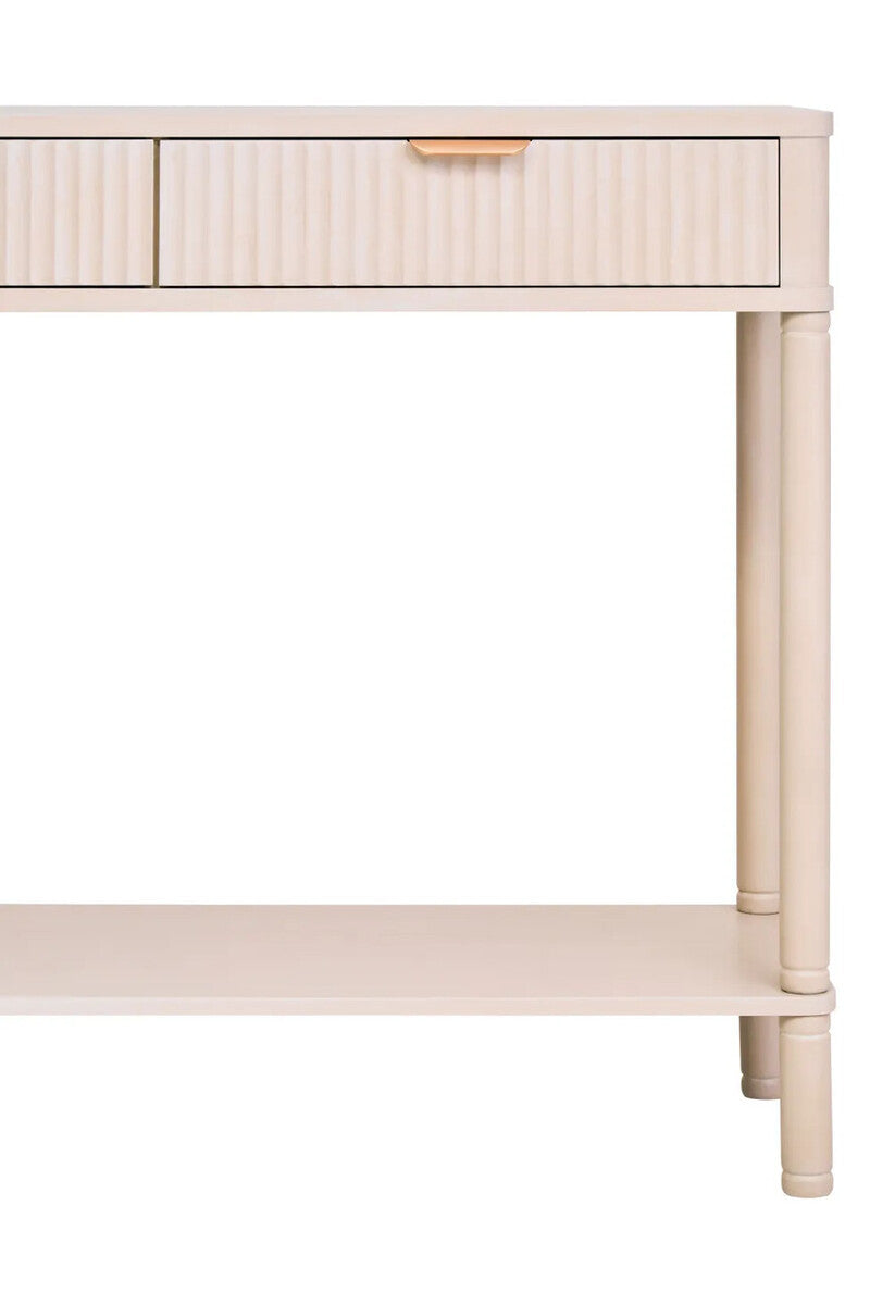 Heritage Two Drawer Reed Detail Taupe Wooden Console Table