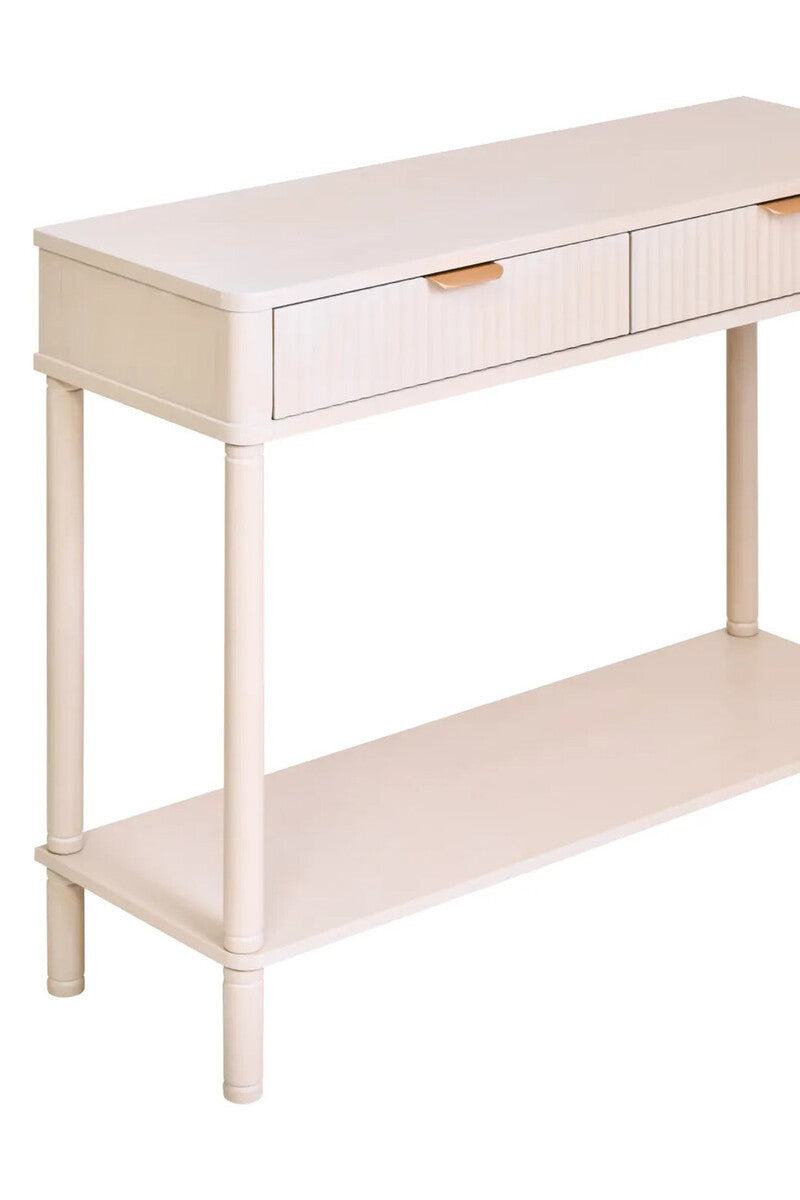 Heritage Two Drawer Reed Detail Taupe Wooden Console Table