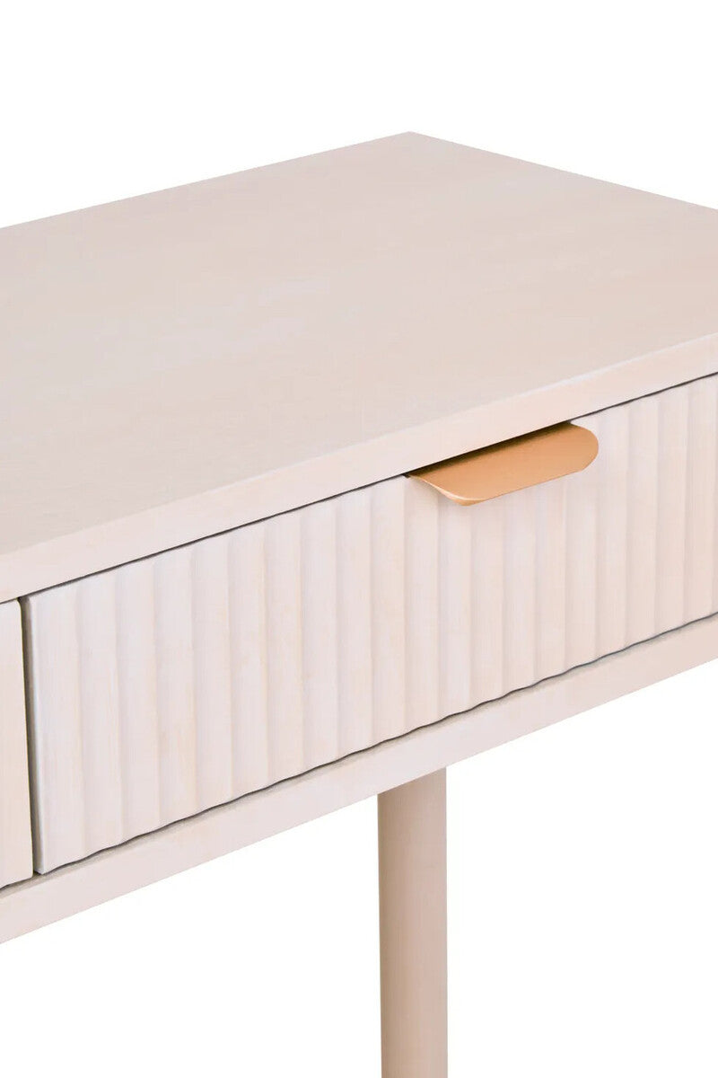 Heritage Two Drawer Reed Detail Taupe Wooden Console Table