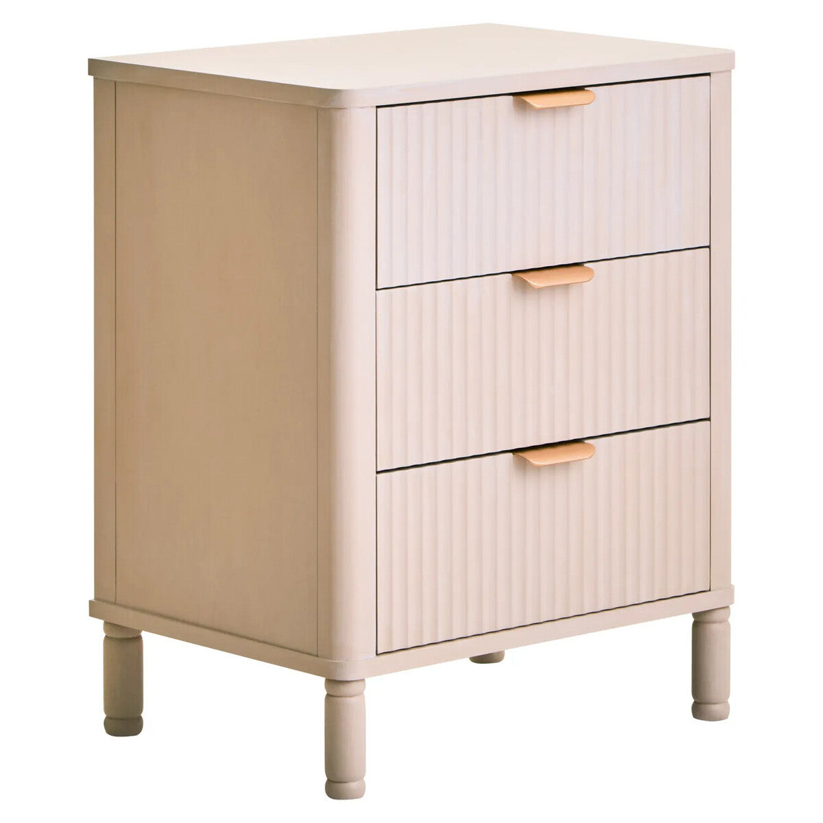 Heritage Reed Detail Taupe Three Drawer Wooden Chest