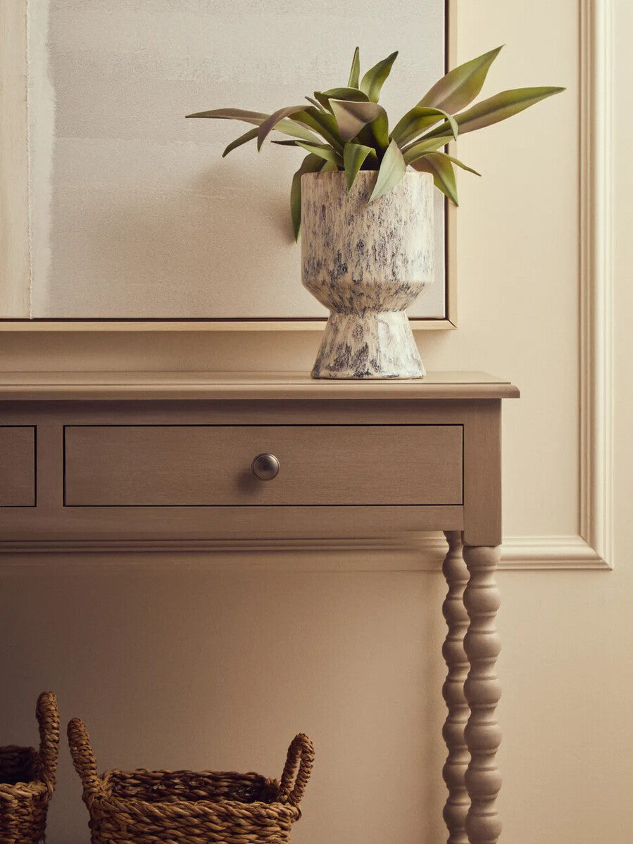 Heritage Two Drawer Bobble Detail Grey Wooden Console Table
