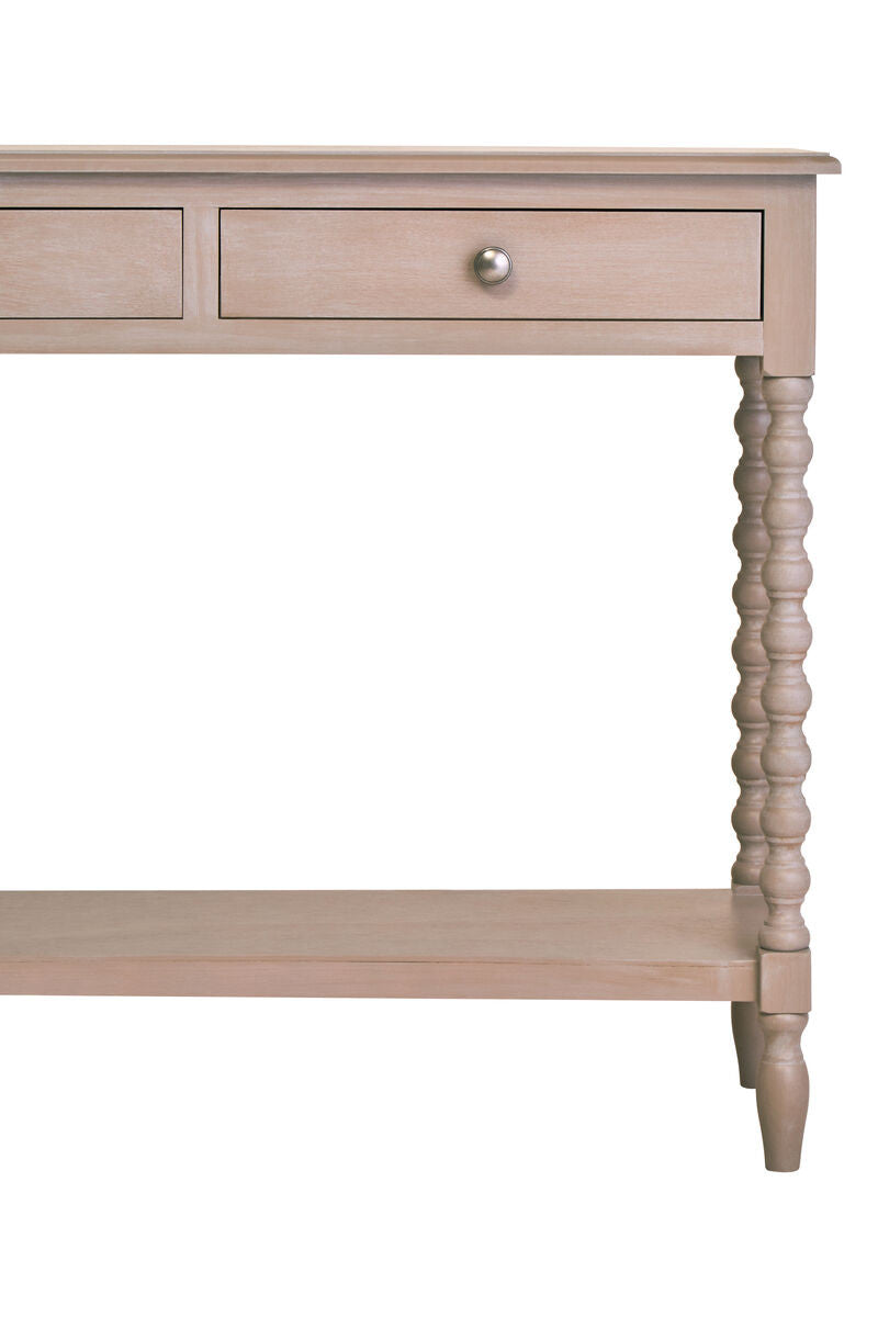 Heritage Two Drawer Bobble Detail Grey Wooden Console Table