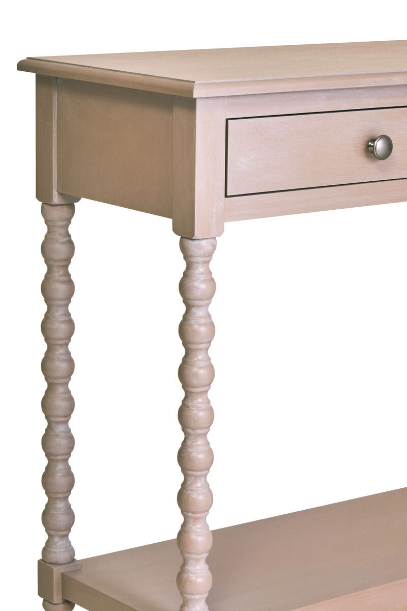 Heritage Two Drawer Bobble Detail Grey Wooden Console Table